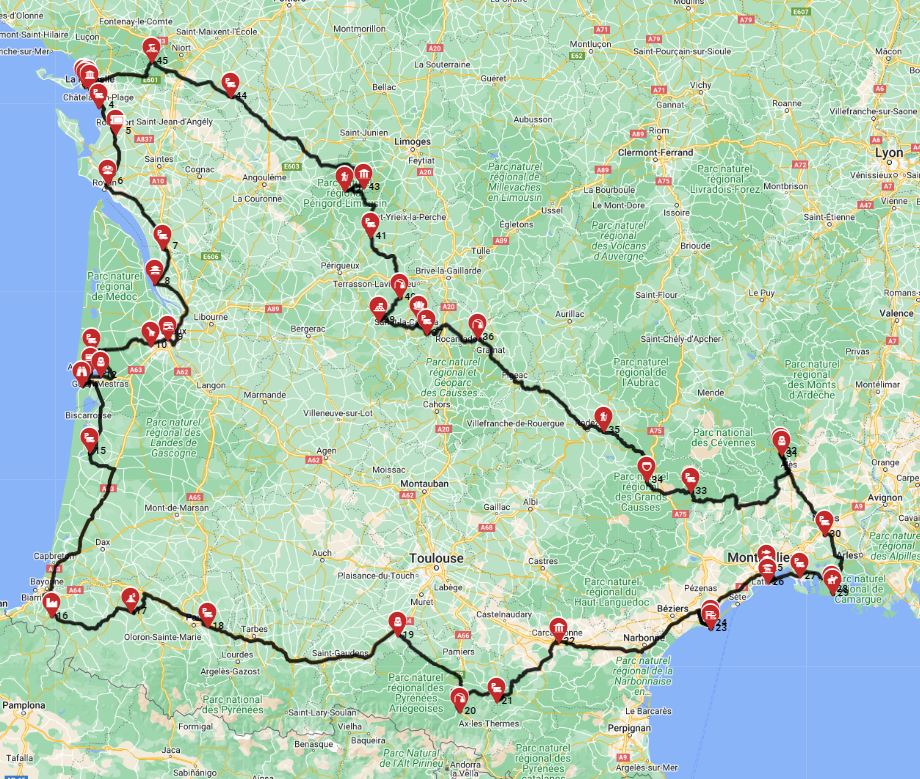 Map for Rochefort Round trip - outhwest Serenity